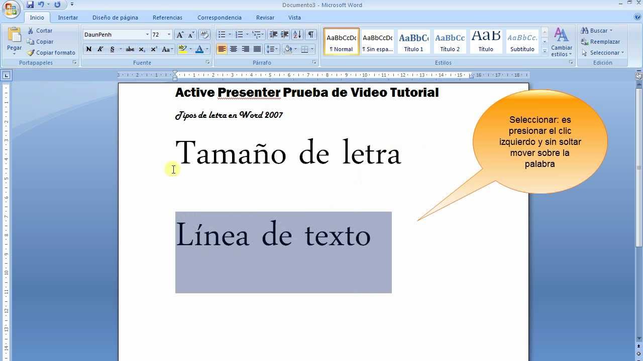 tamano letra